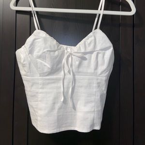 White Cropped Spaghetti Strap Top